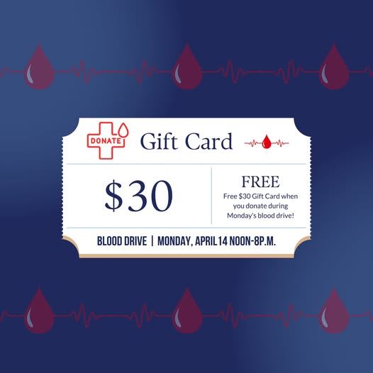 EMS Blood Drive - Participants receive a $30 gift card