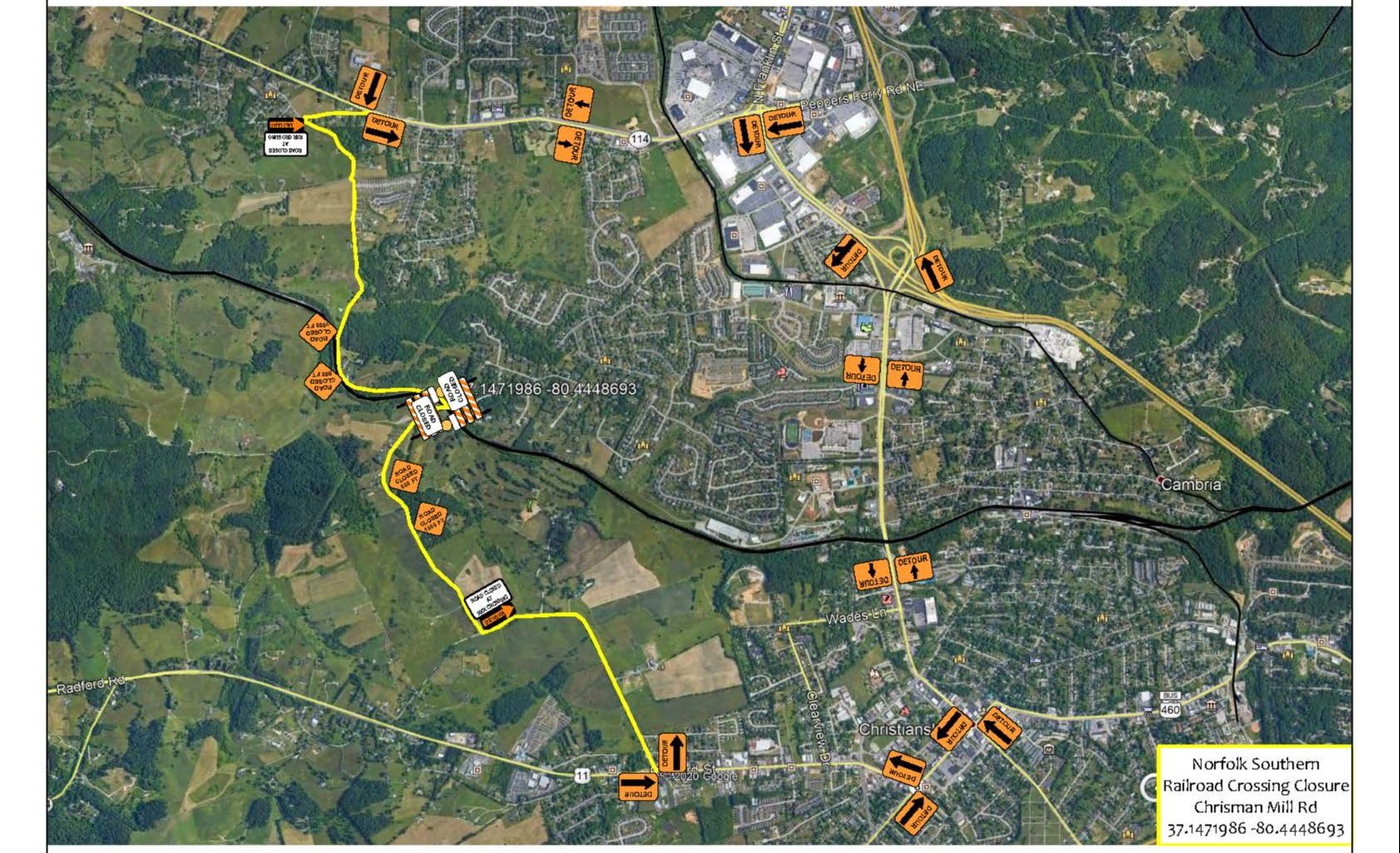 Chrisman Mill Road Railroad Crossing Closure