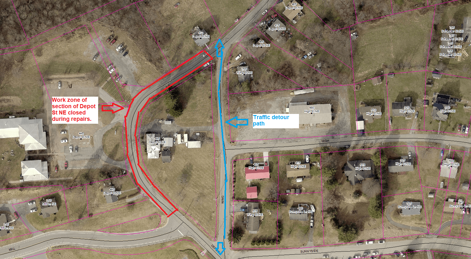 472 Depot St NE lane closure