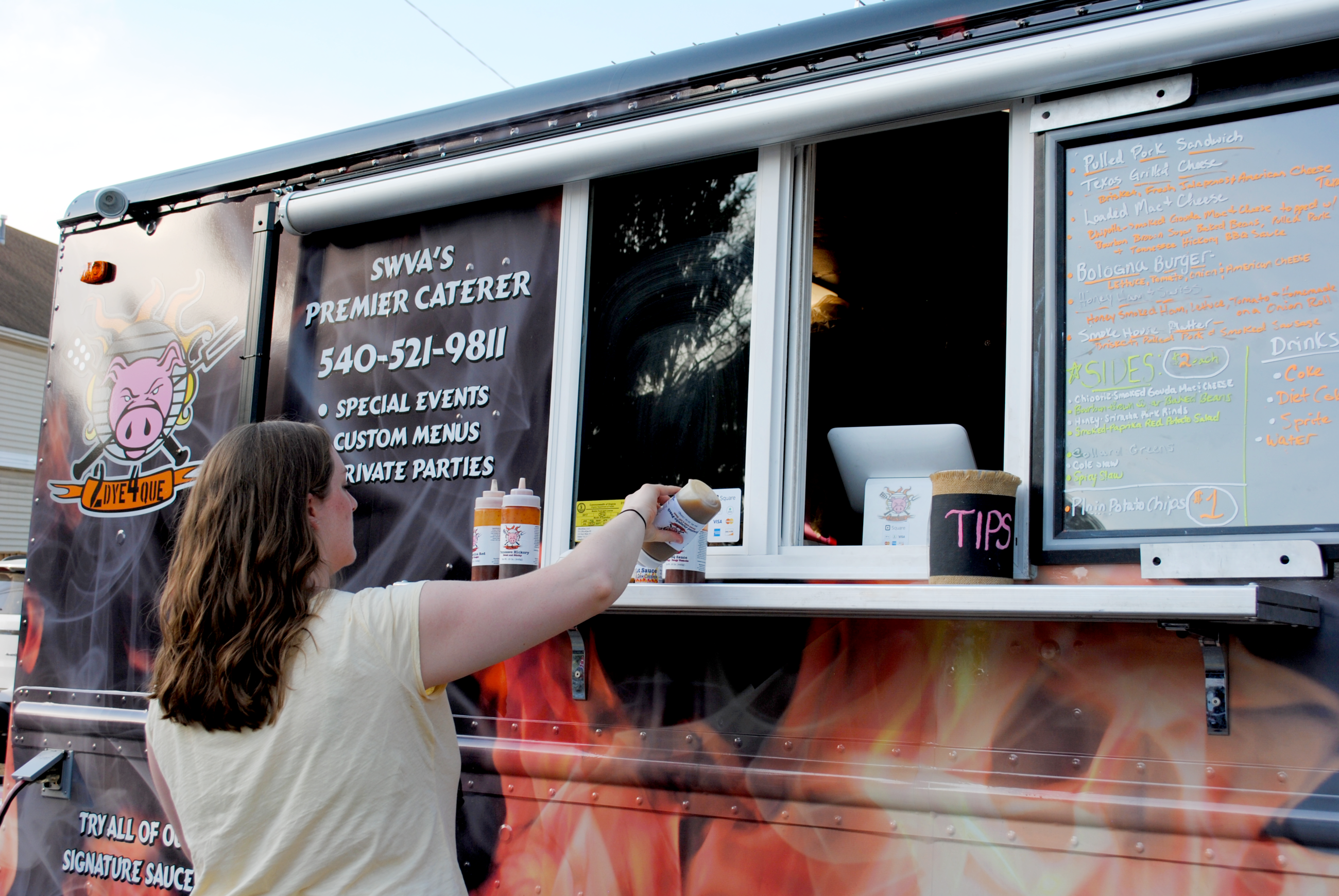 The food truck 2Dye4Que at the Christiansburg Farmers’ Market in 2018.